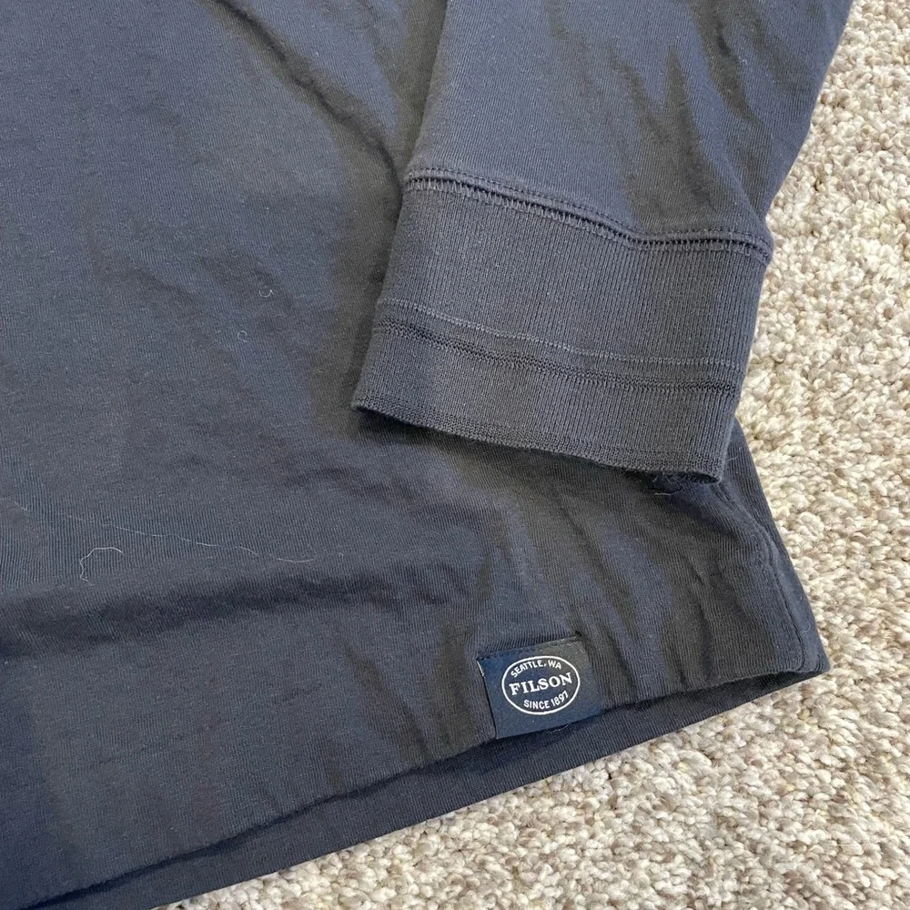 Filson Men's Dark Blue Long Sleeve Henley 100% Cotton Size Medium - Picture 3 of 8